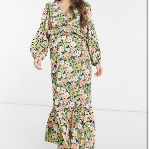 ASOS DESIGN maternity wrap front maxi dress in floral bloom print